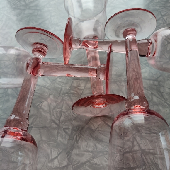 5  🩷 Pink hand blown glass 🍷 Wine or water Goblets | 8 oz Mexico / Spain style - Picture 6 of 14